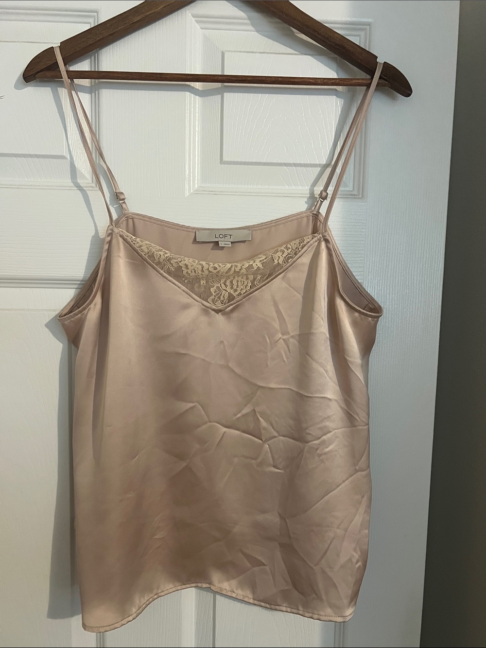 LOFT Satin Lace-Trim Spaghetti Strap Cami